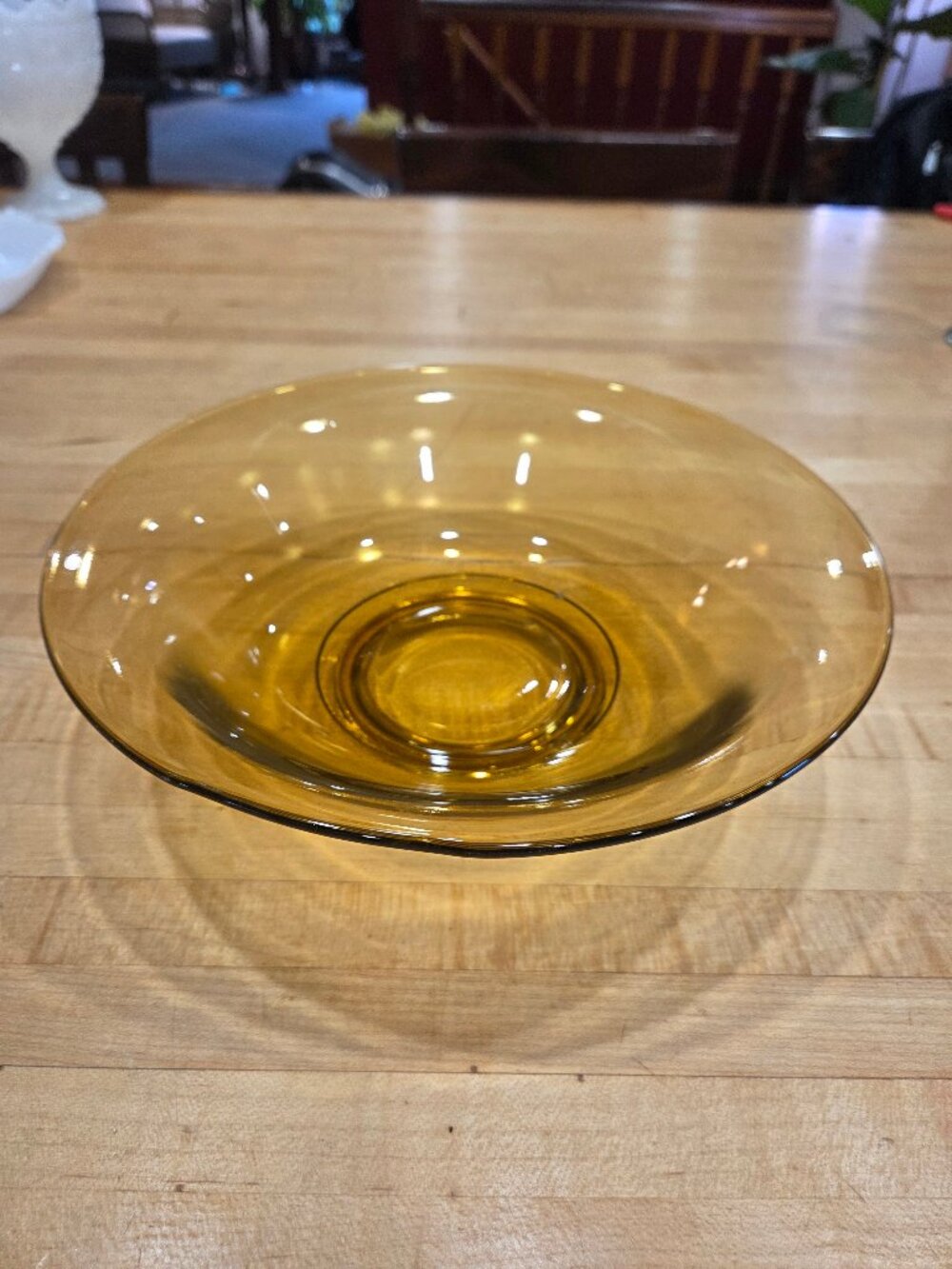 Vintage Blenko Amber Glass 10 Inch Flared Console Serving Bowl Mid Century Moder